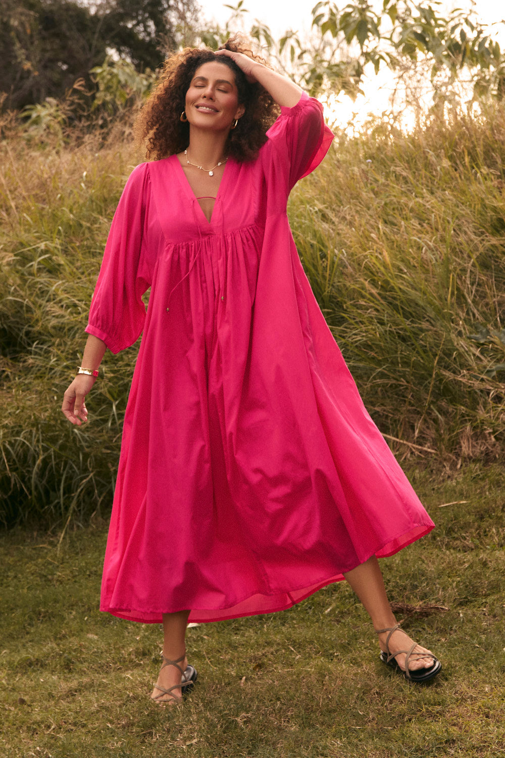 Cairo Boho Dress in Raspberry