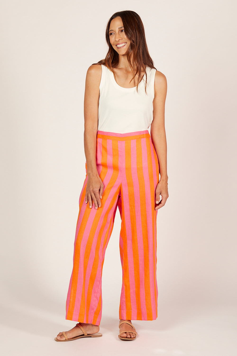 Camille Linen Wide Leg Pant in Afterglow