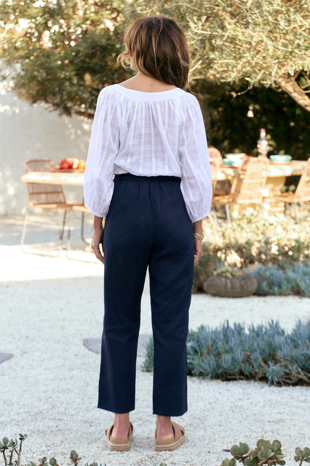 Caprice Linen Pant in Navy