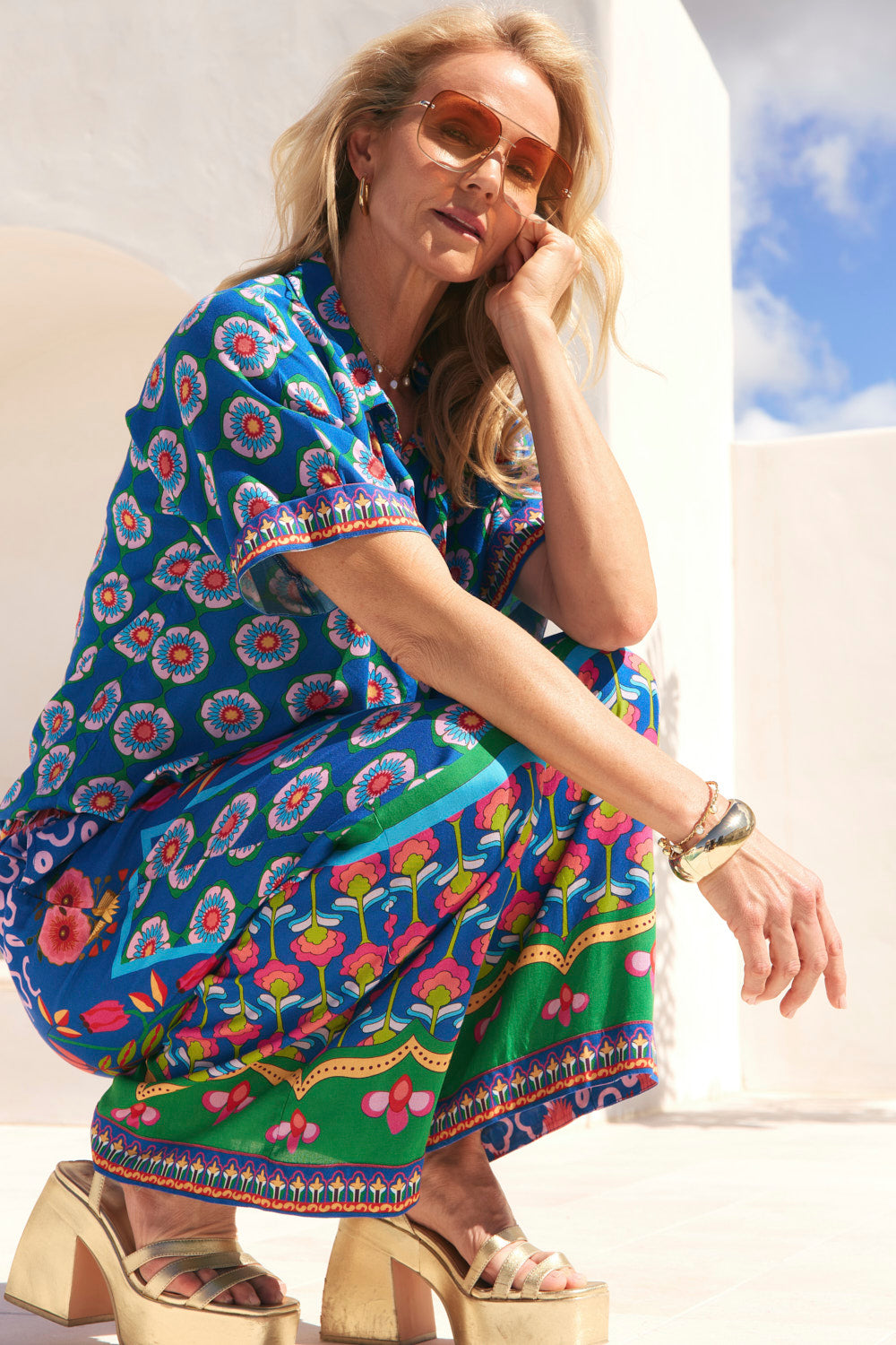 Evie Shirred Waist Pant in Paradiso