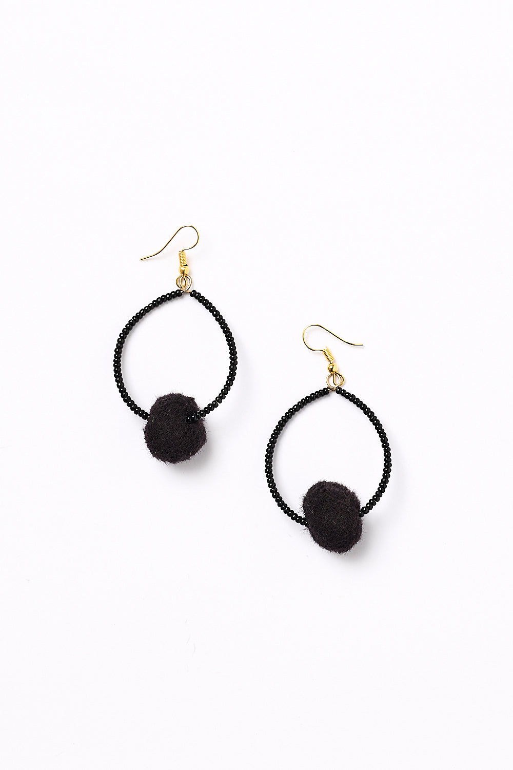 Centrepiece Ball Beaded Hoops in Black