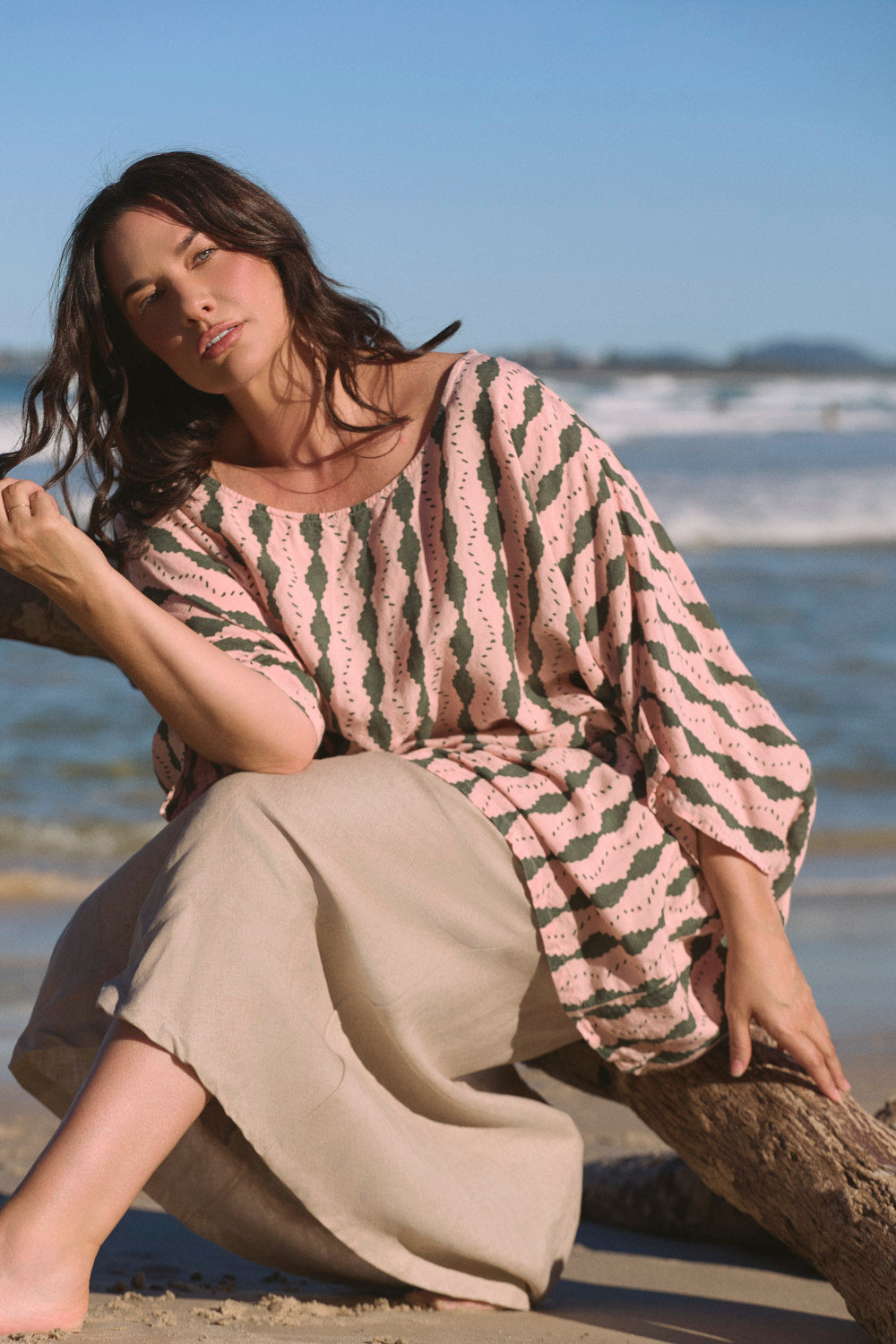 Cherry Linen Blouse in Breakline