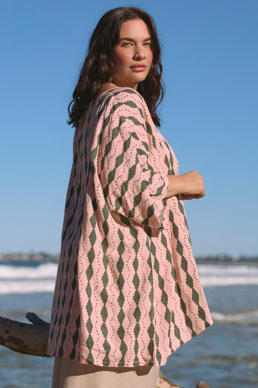 Cherry Linen Blouse in Breakline
