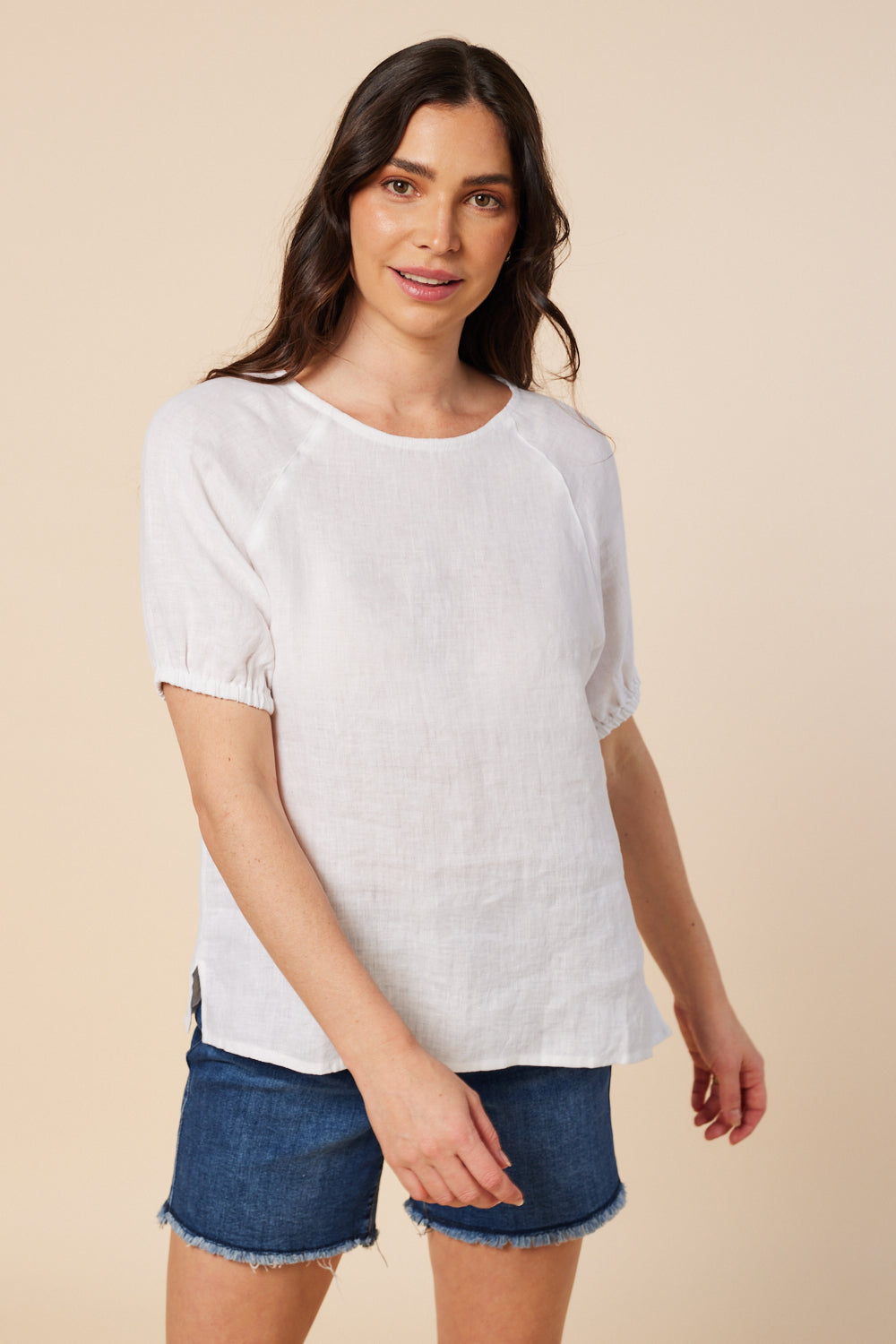 Cindy Linen Top in White