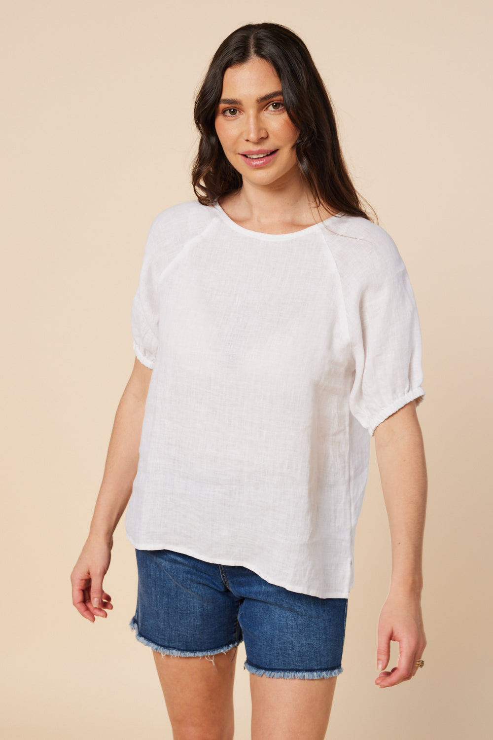 Cindy Linen Top in White