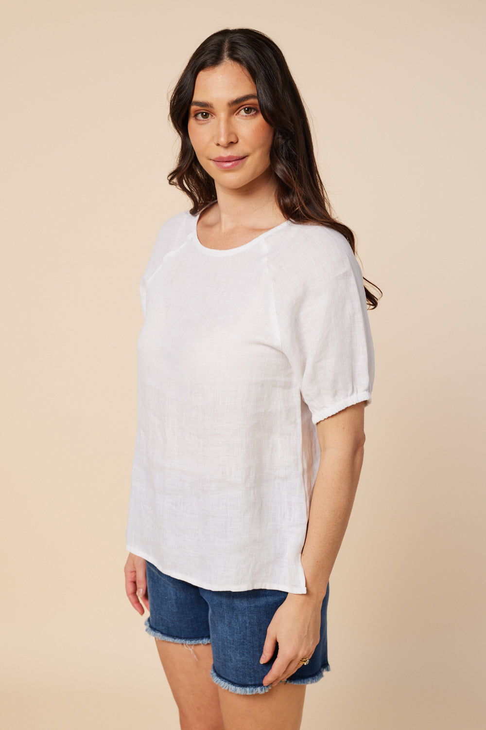 Cindy Linen Top in White