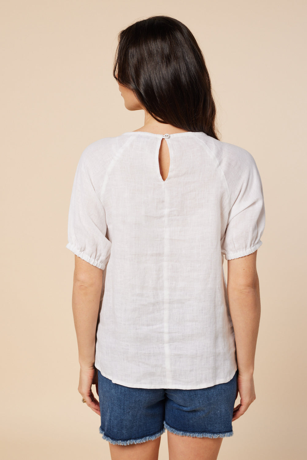 Cindy Linen Top in White