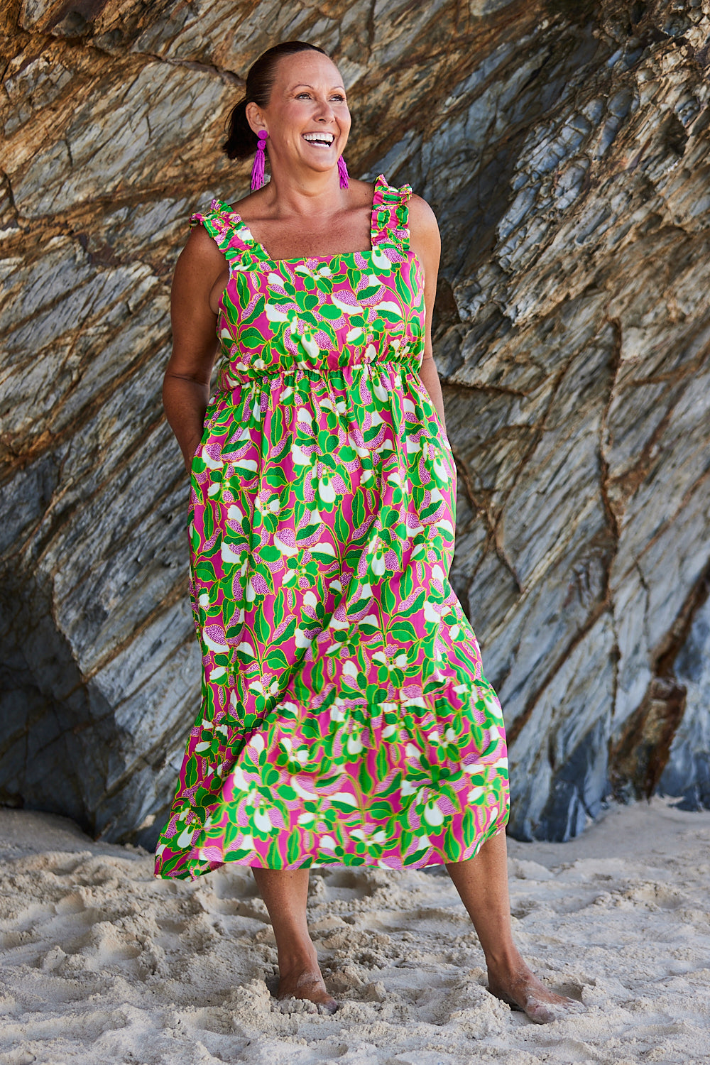 Adrift Denim Francesca Pinafore Dress in Chambray - Cotton, A-Line