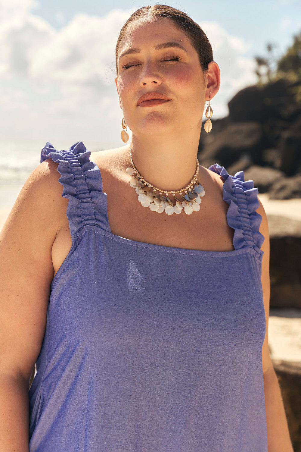 Claire Frill Sun Dress in Jacaranda