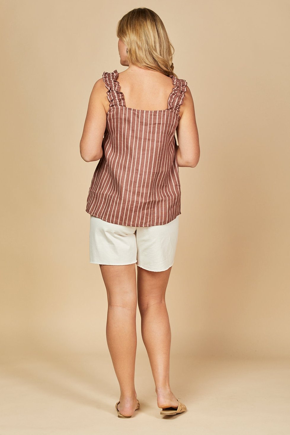 Claire Linen Summer Top in Nutmeg