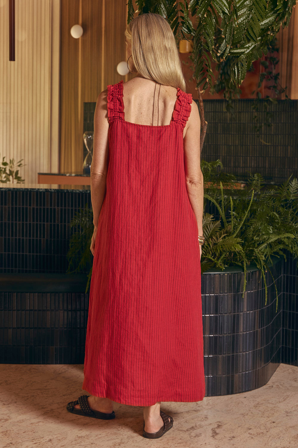 Claire Linen Sun Dress in Very Berry