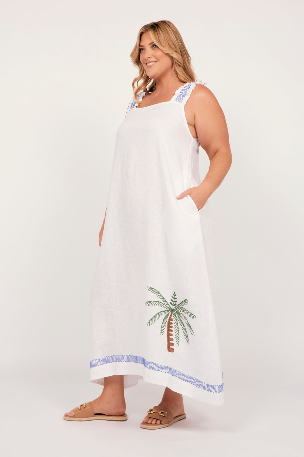 Claire Linen Maxi Dress in Island Breeze