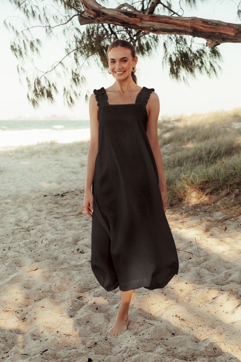 Calista Maxi Dress in Light Linen