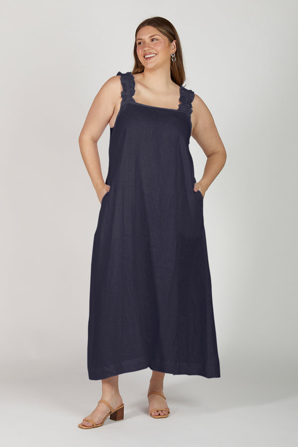 Blair Linen Maxi Dress- Tan