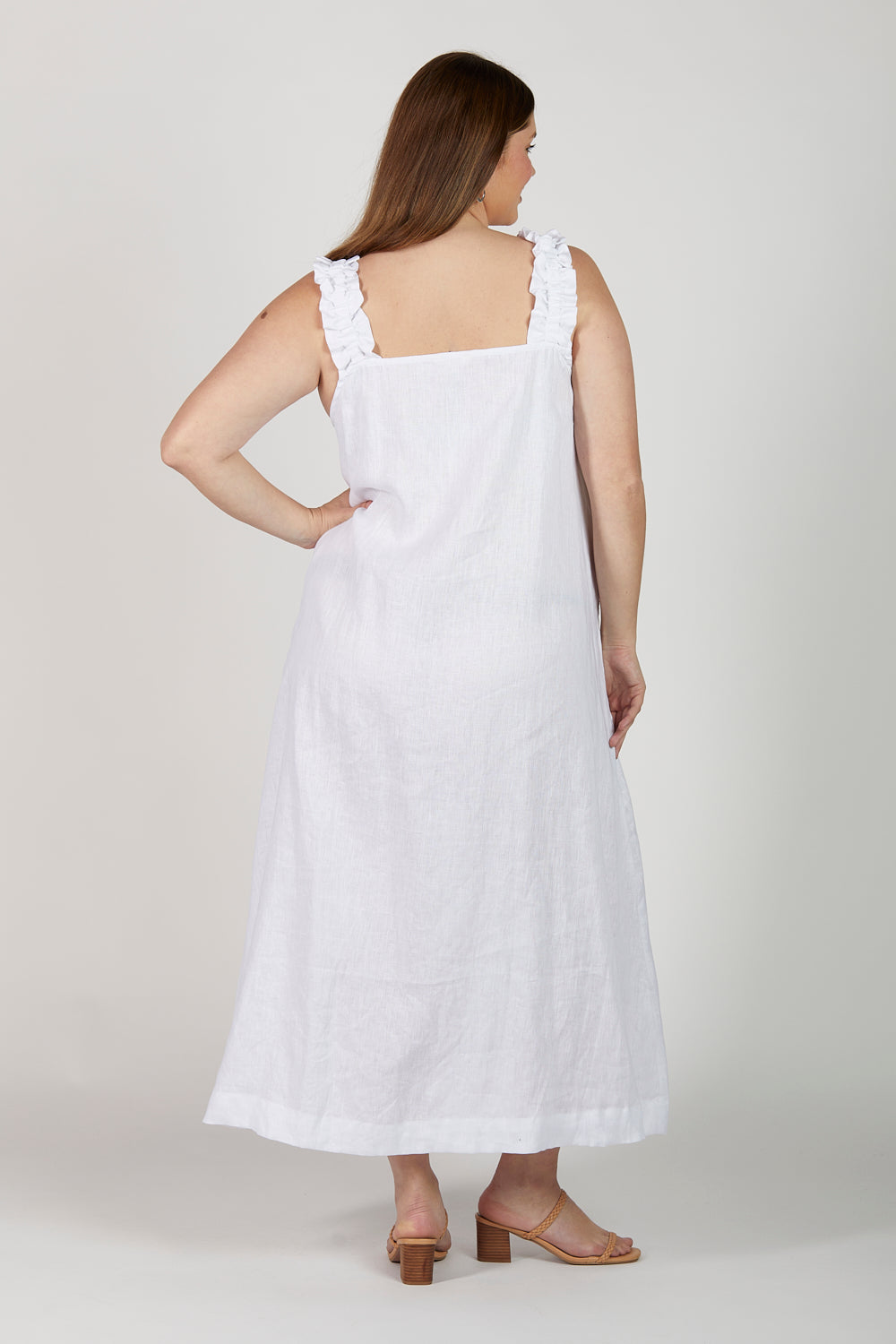 Claire Maxi Linen Dress in White