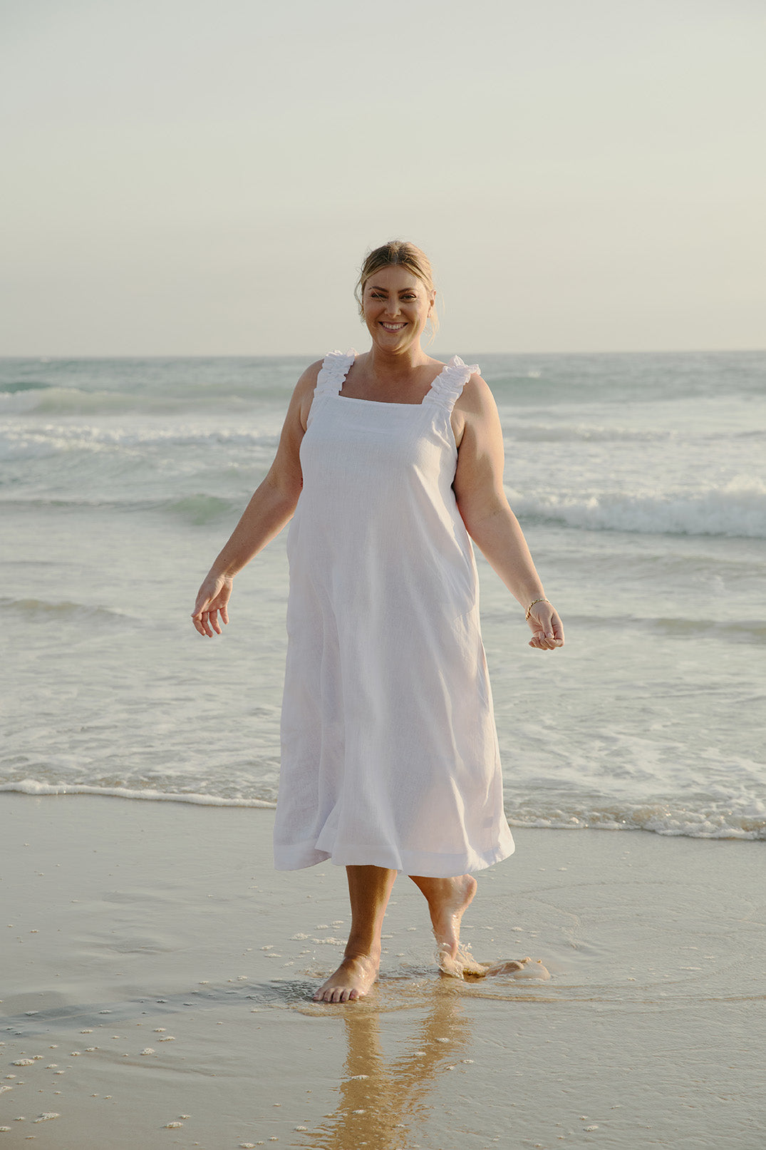 Claire Maxi Linen Dress in White