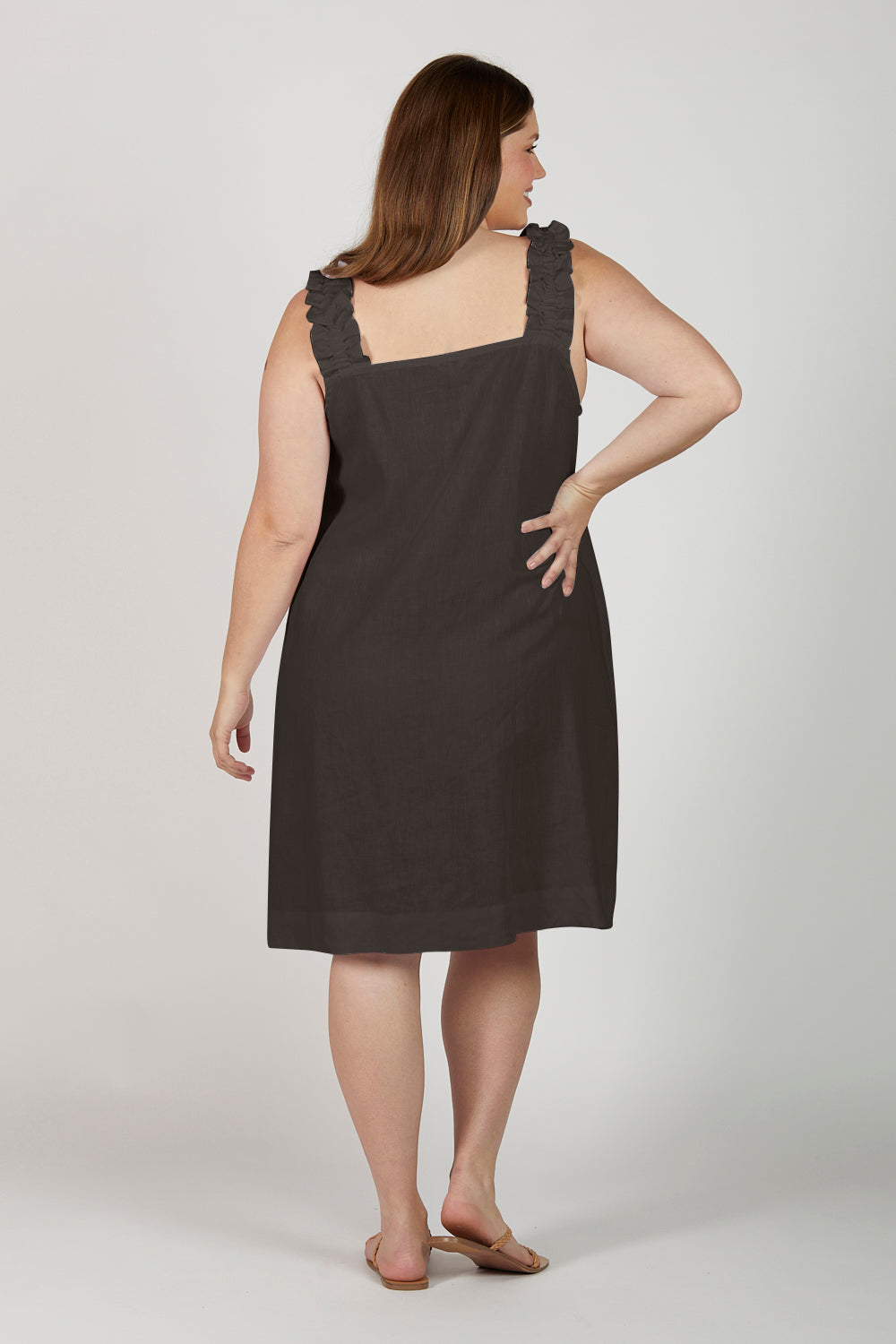 Claire Short Linen Dress in Black