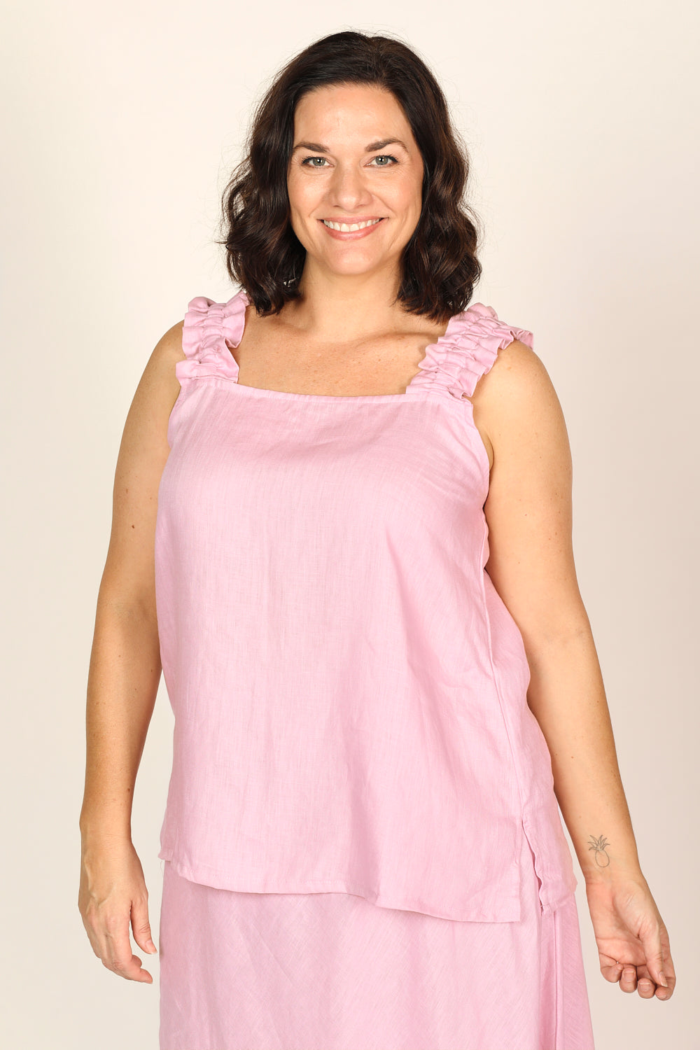 Claire Linen Summer Top in Peony