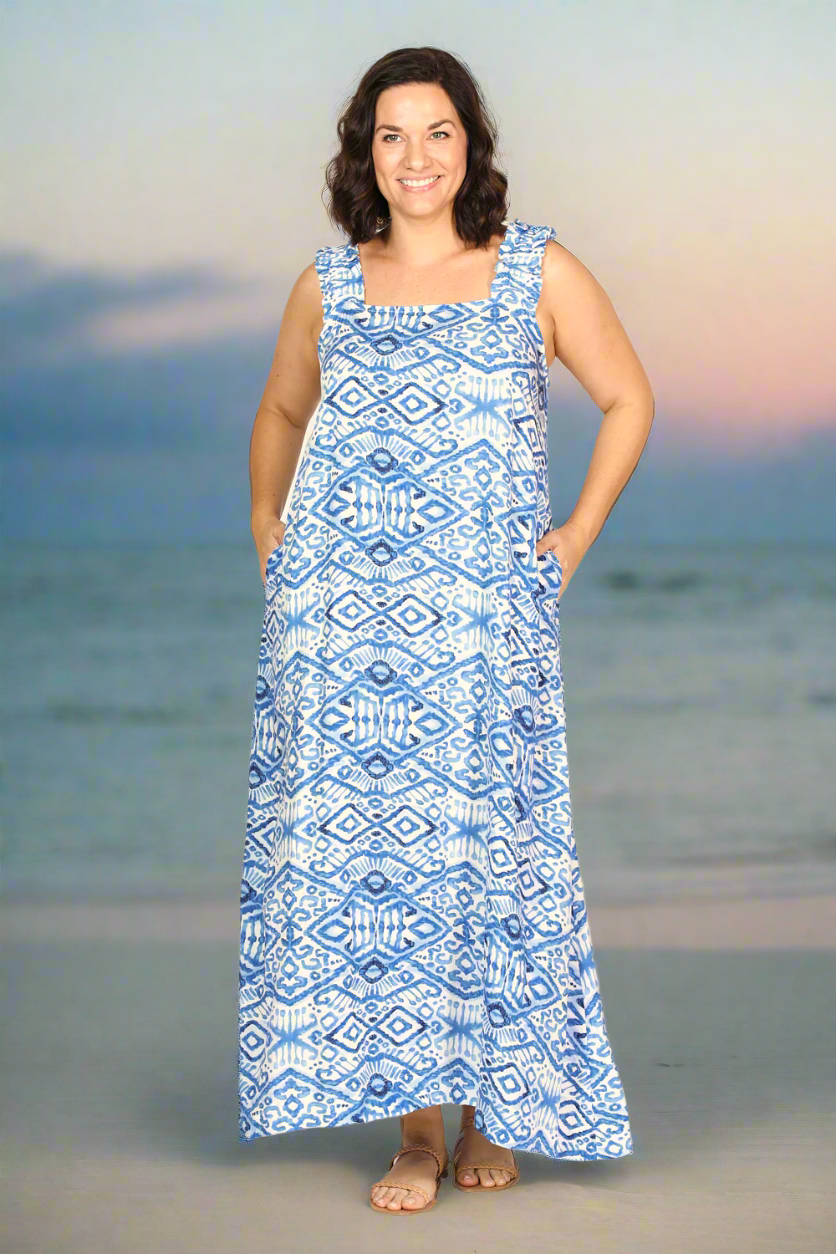 Claire Summer Maxi Dress in Azure Sky