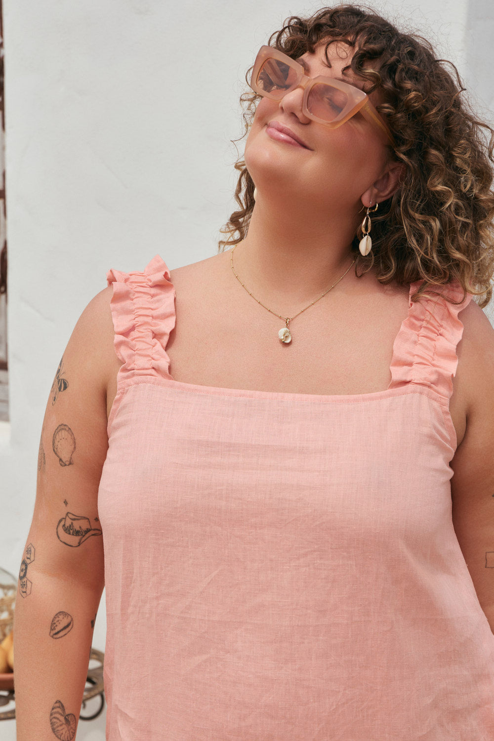 Claire Linen Sun Dress in Nectarine