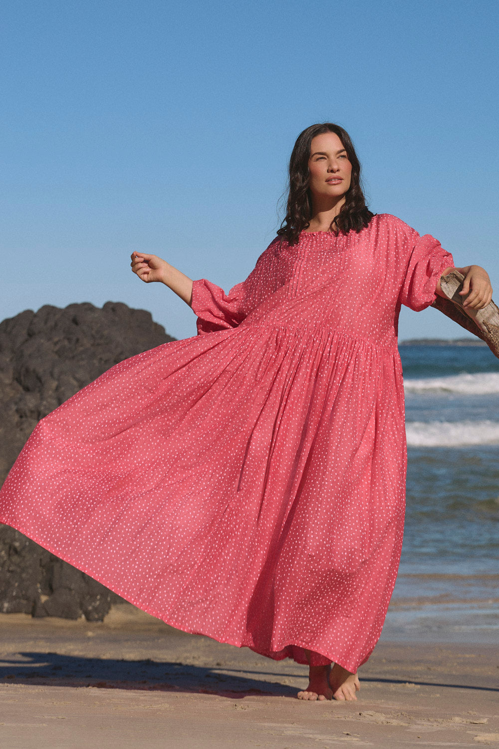 Coco Reversible Cotton Silk Dress in Dottie