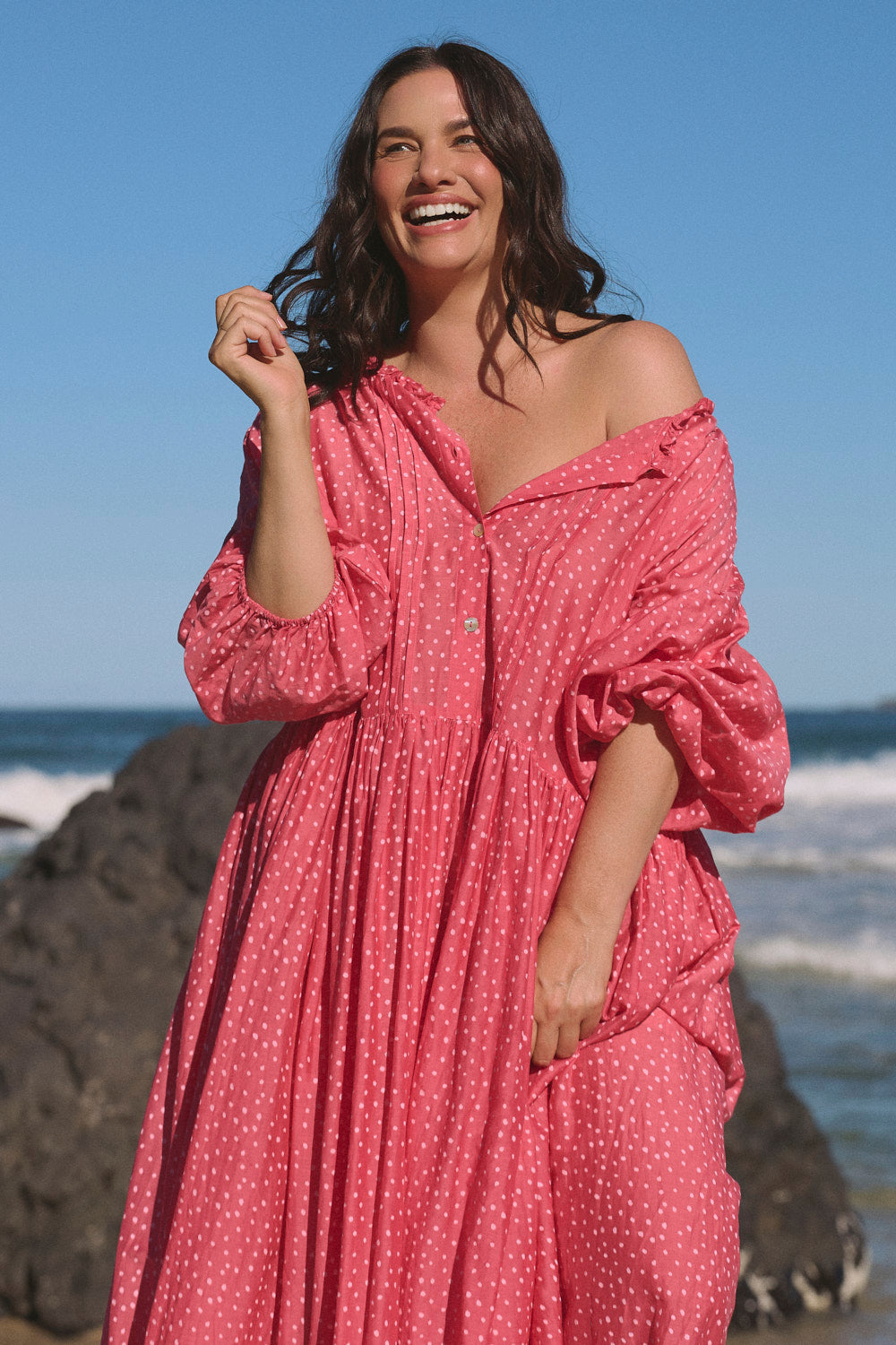 Coco Reversible Cotton Silk Dress in Dottie