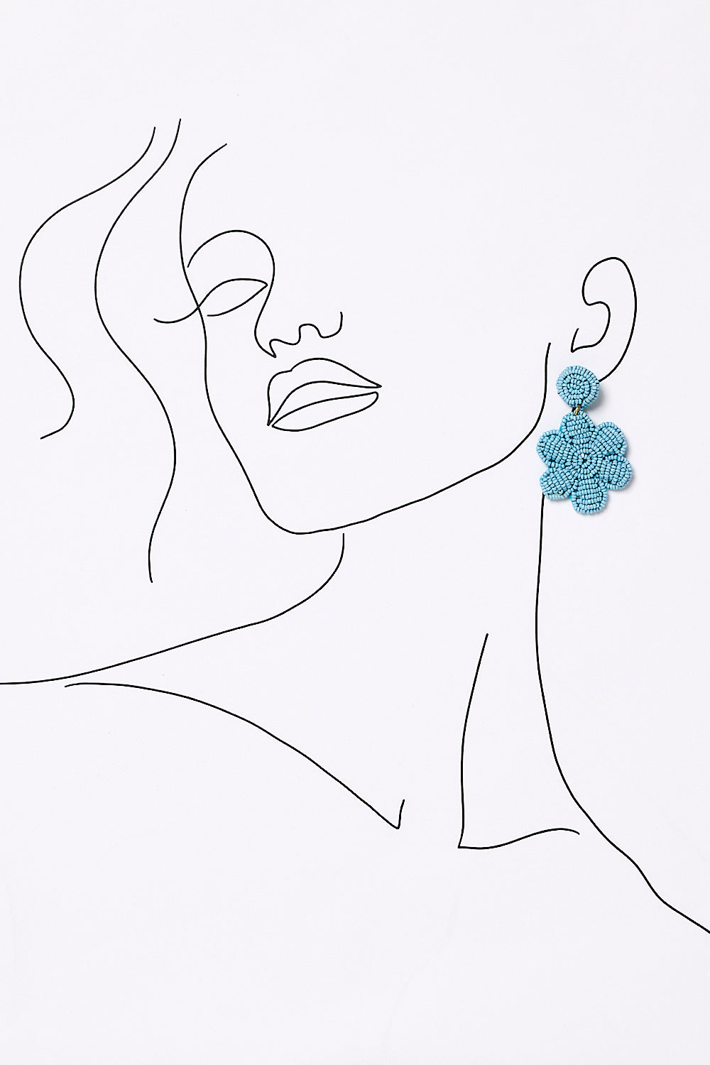 Daisy Beaded Earrings in Powder Blue
