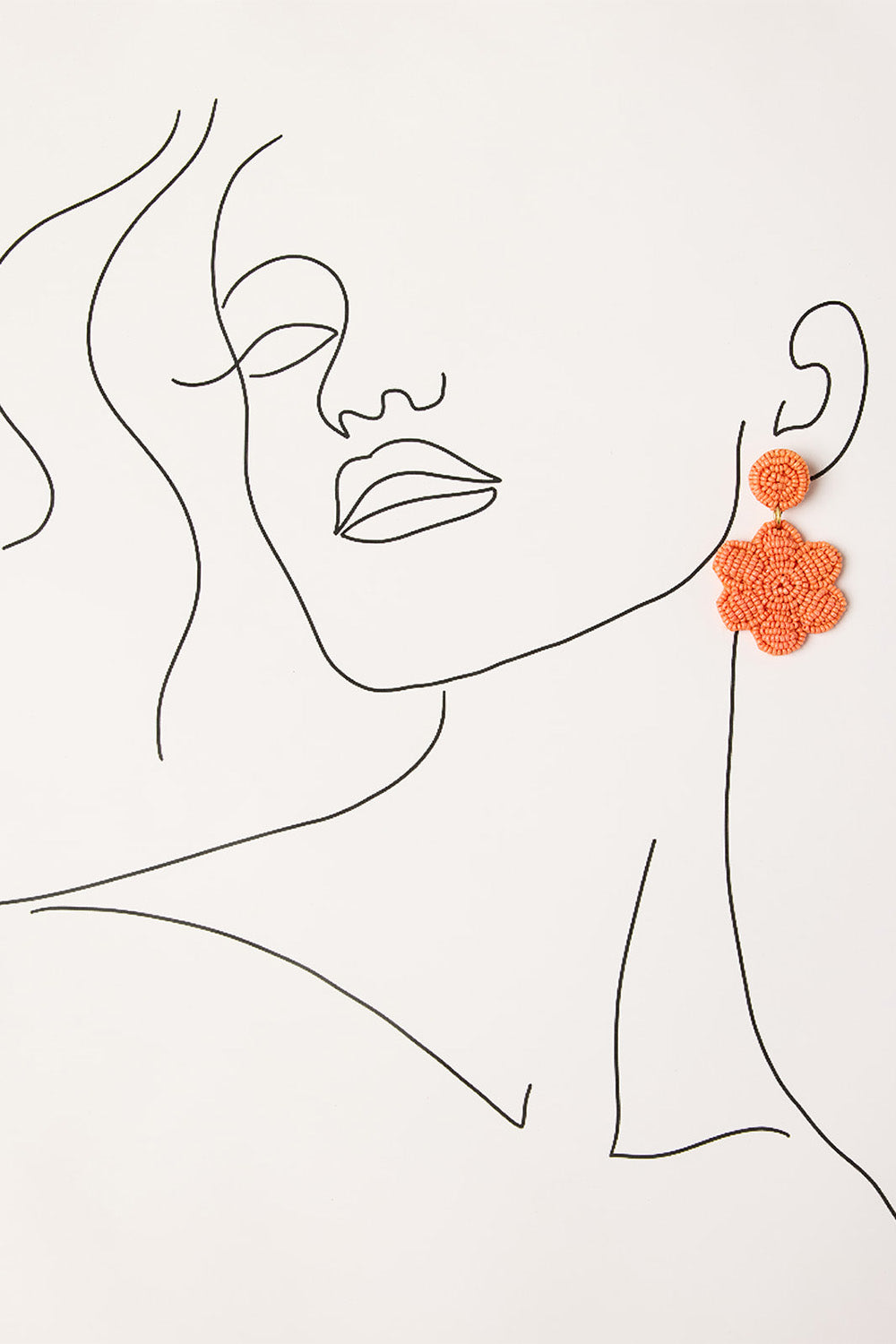 Daisy Beaded Earrings in Orange