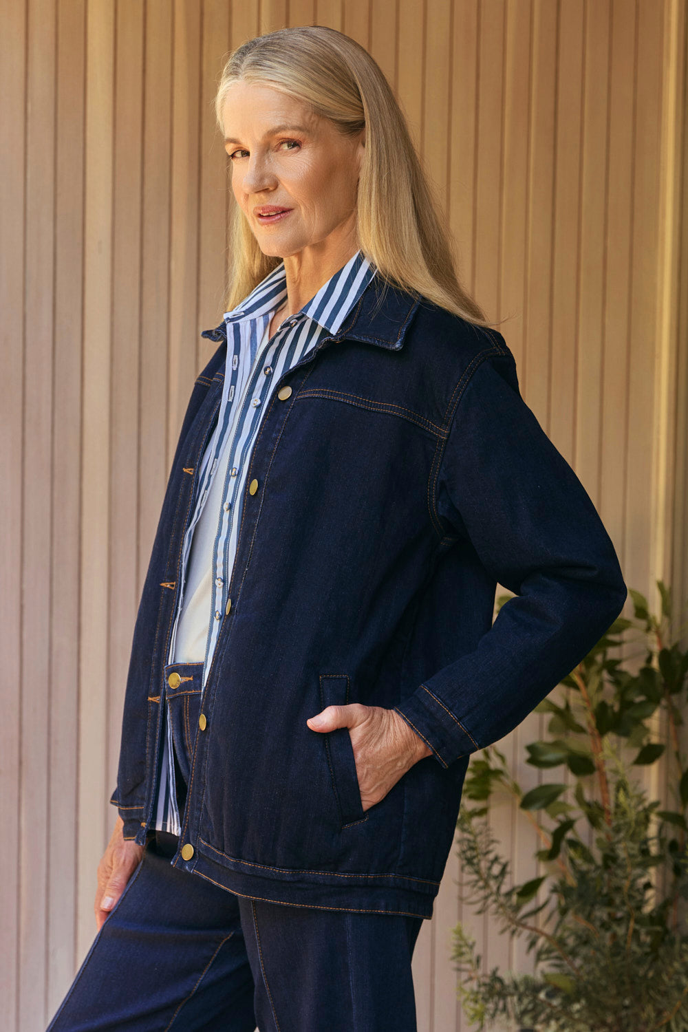 Denim Shacket in Dark Wash