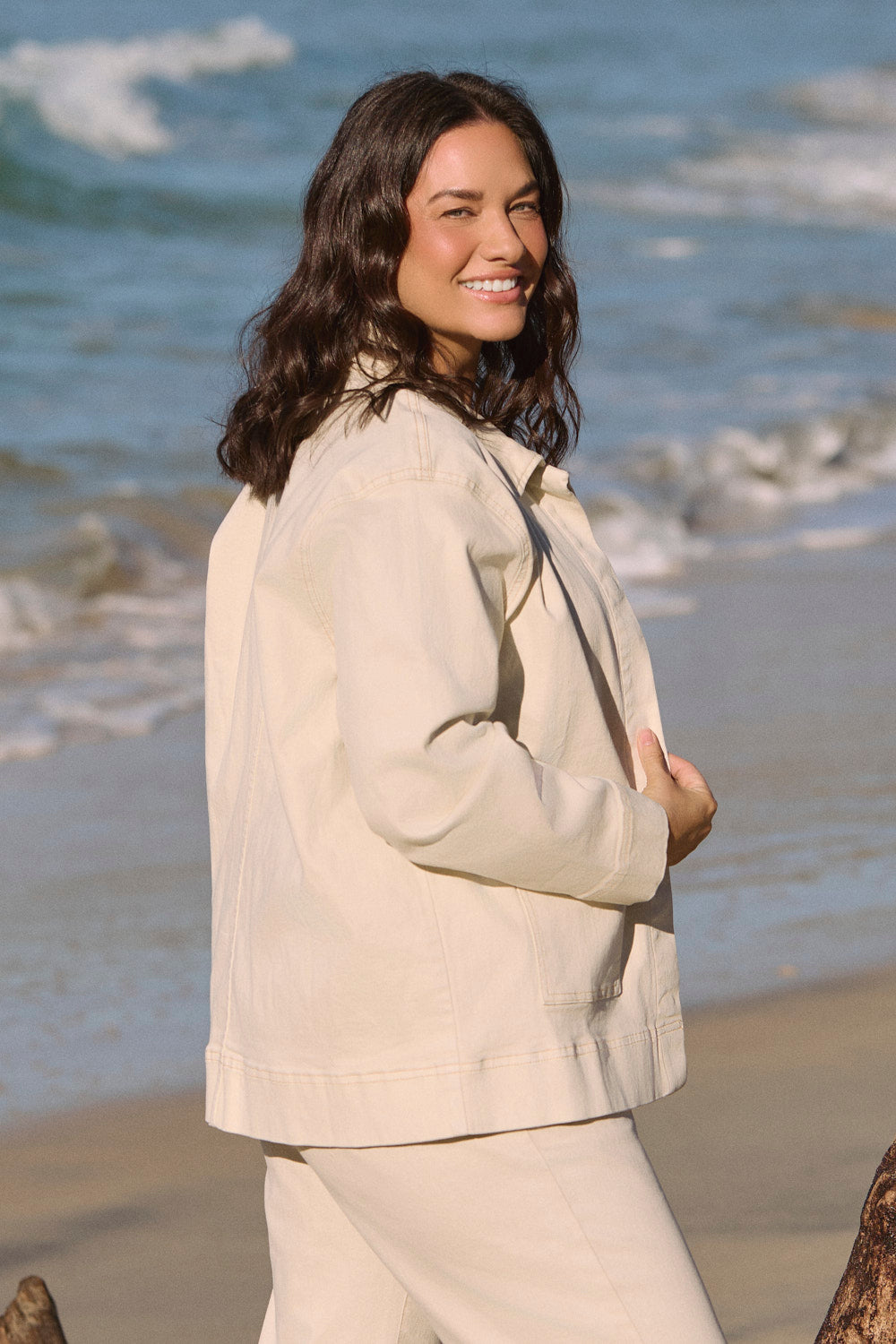 Hudson Denim Oversized Jacket in Stone