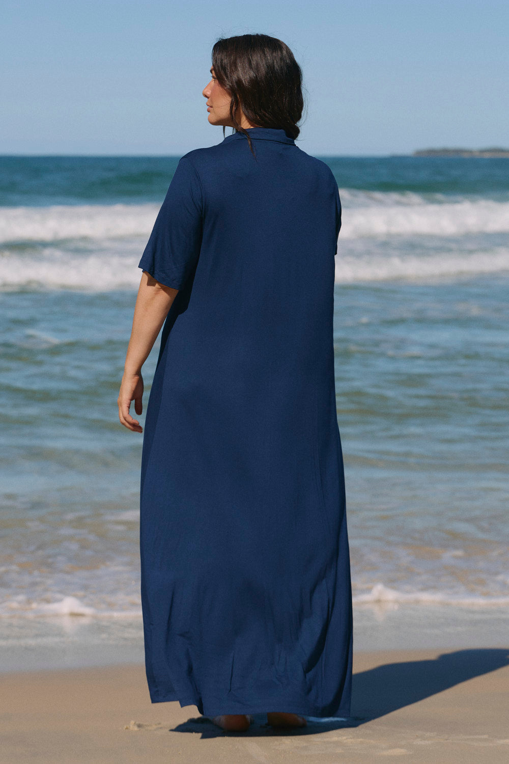 Collared Swing Tee Dress in Navy