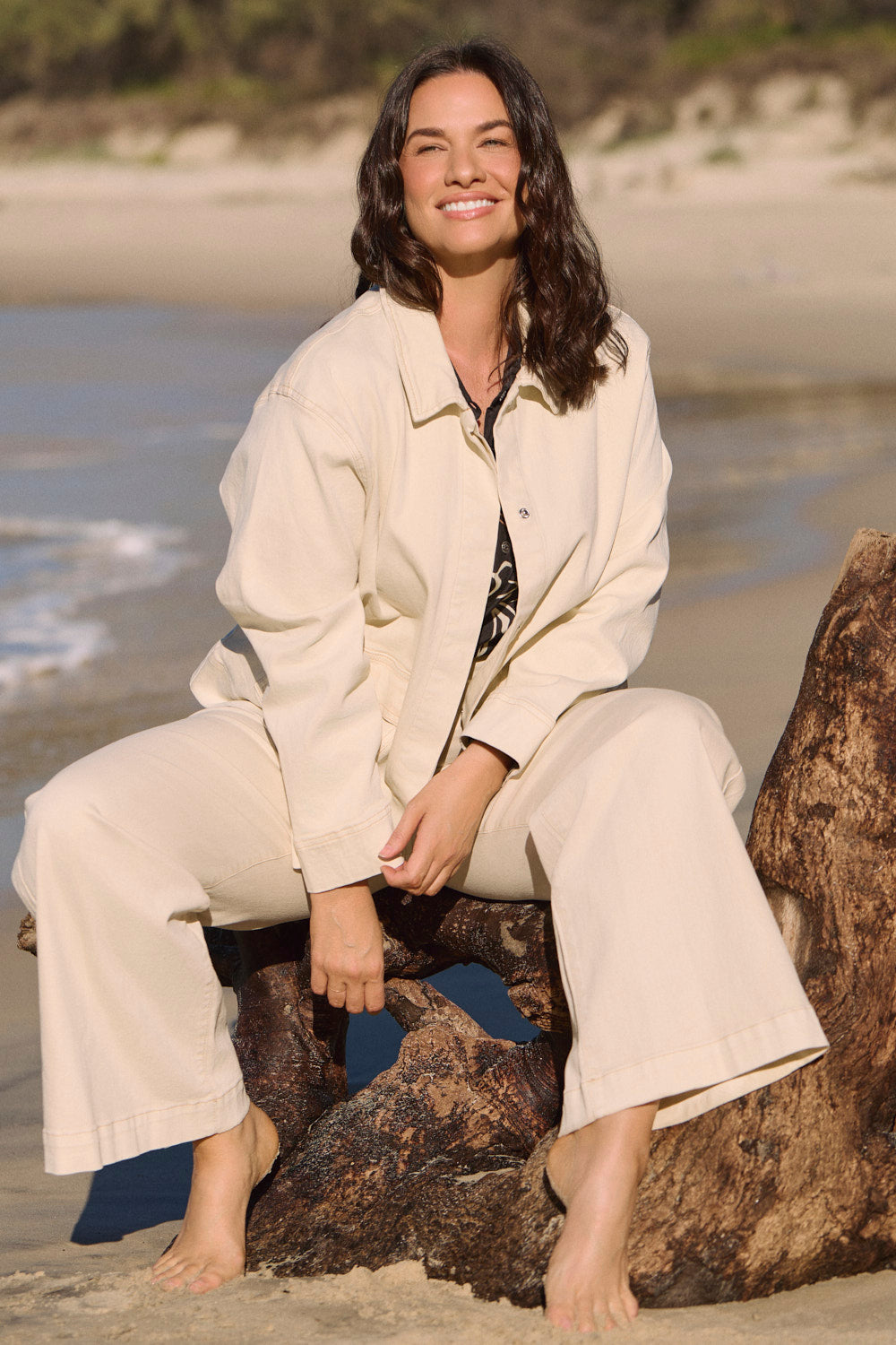 Hudson Denim Oversized Jacket in Stone