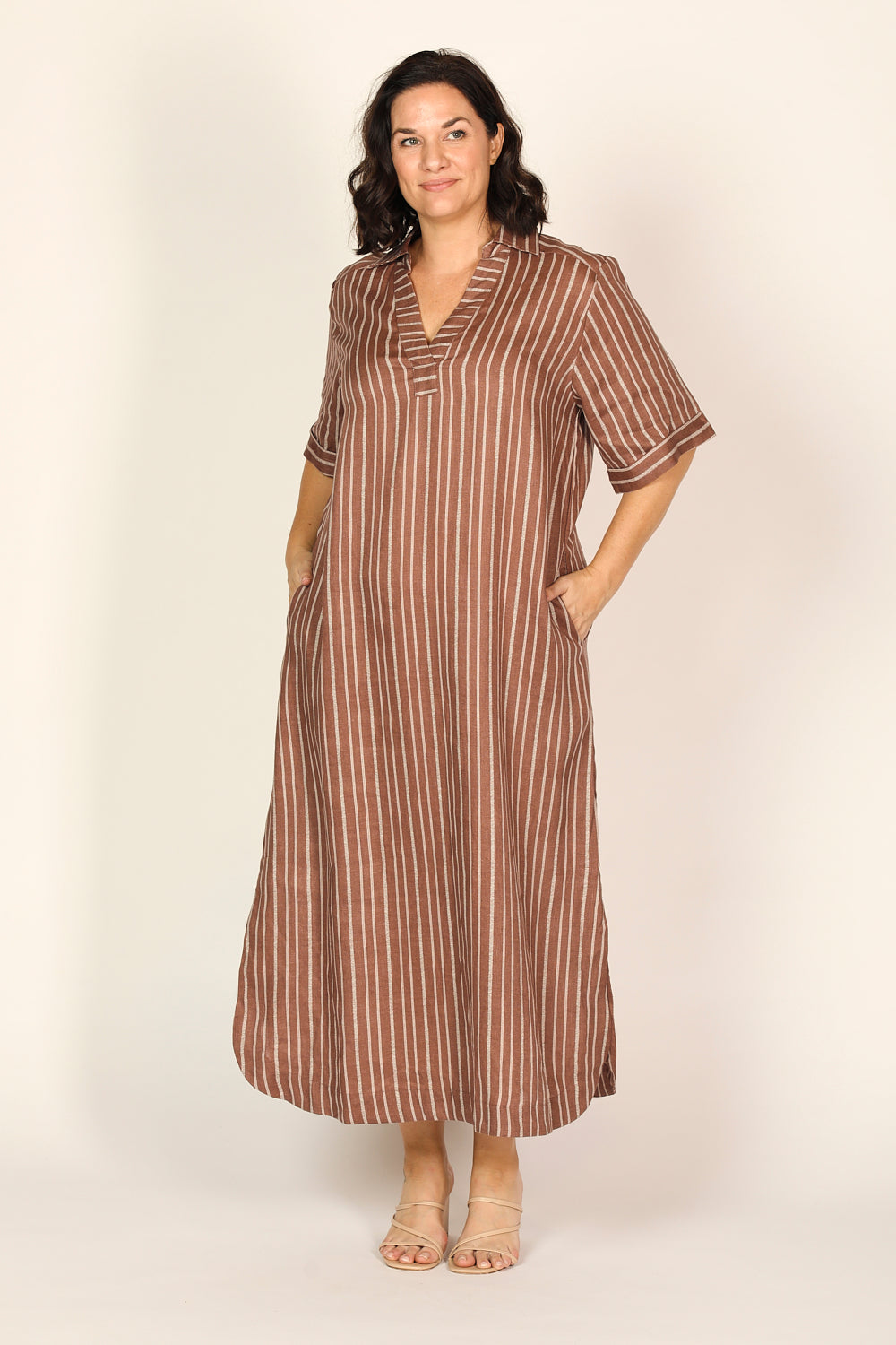 Ella Linen Dress in Nutmeg