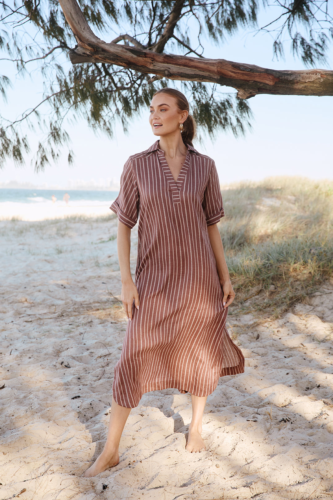 Ella Linen Dress in Nutmeg