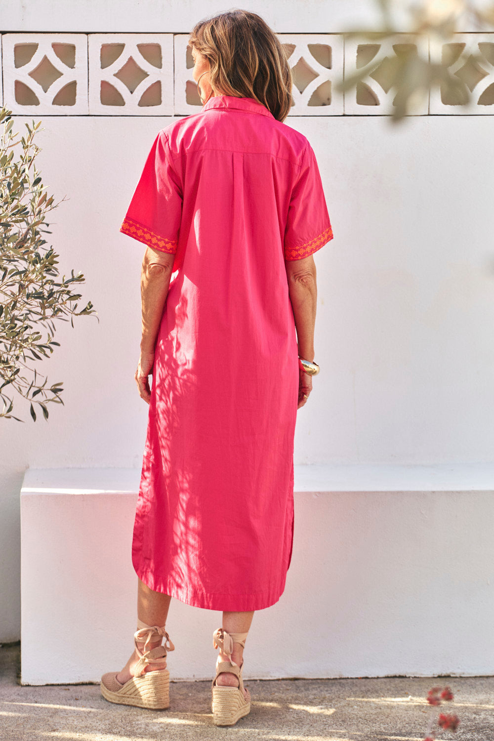 Ella Poplin Dress in Fuchsia