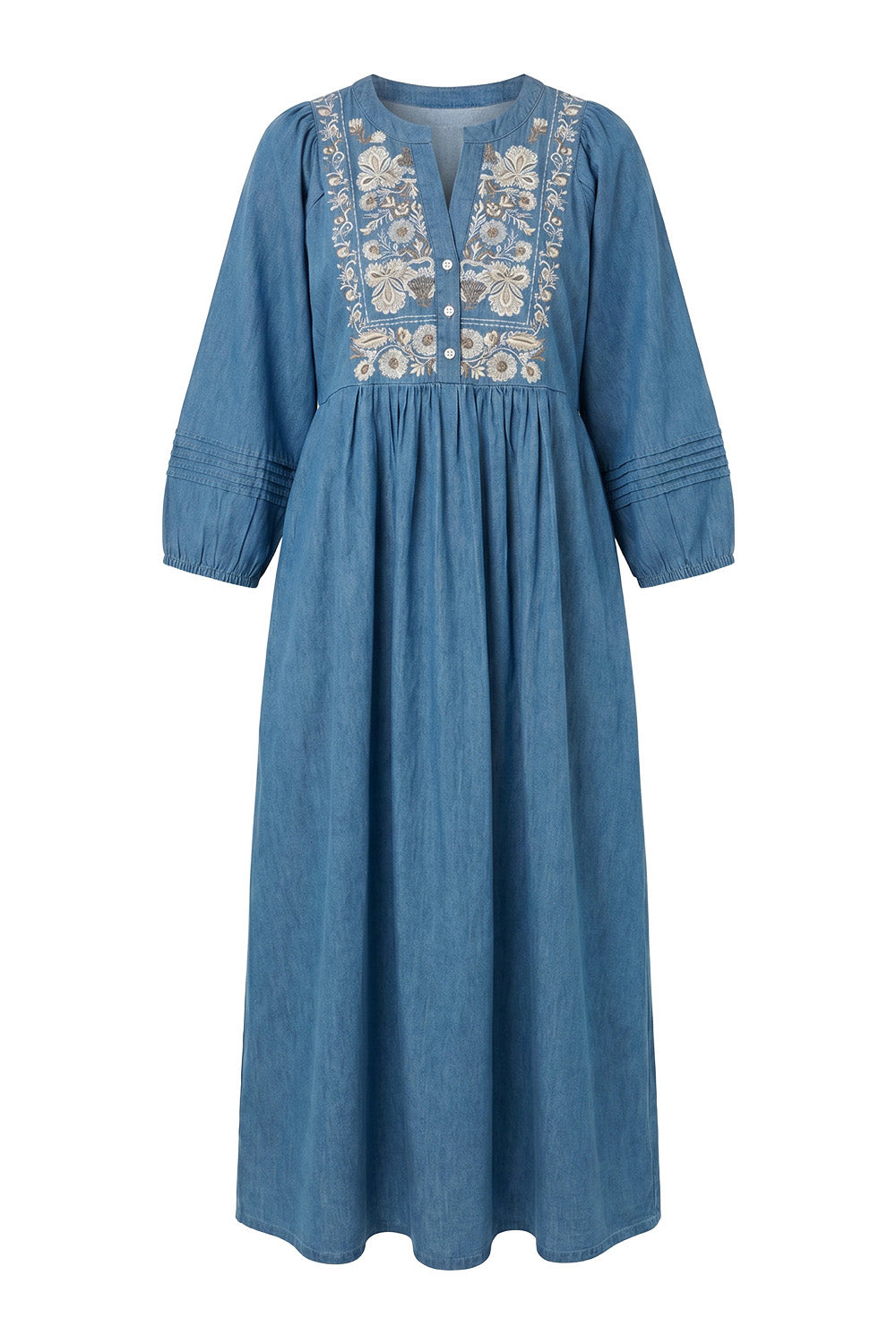 Elodie Chambray Smock Dress in Eterna