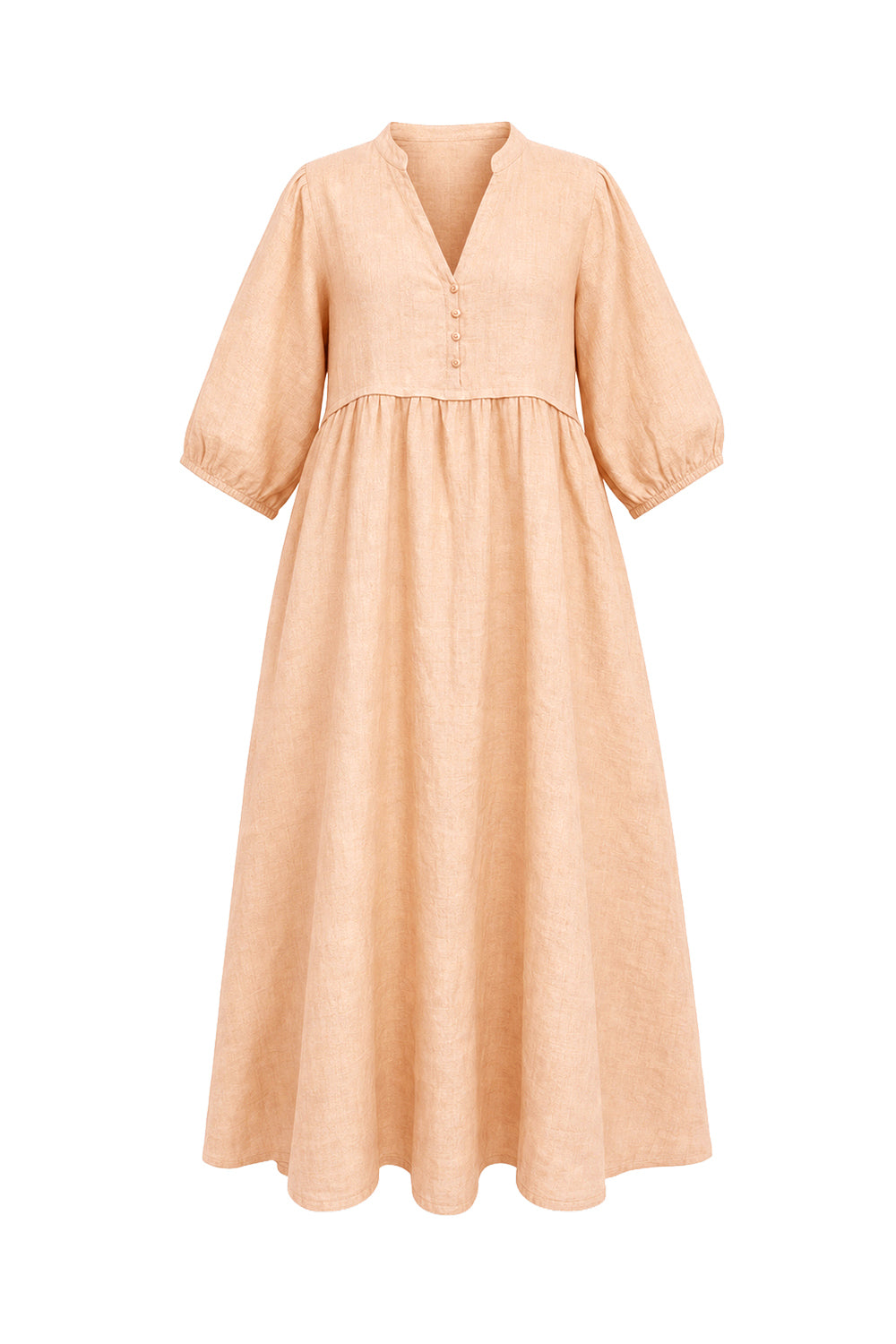 Elodie Linen Smock Dress in Sand