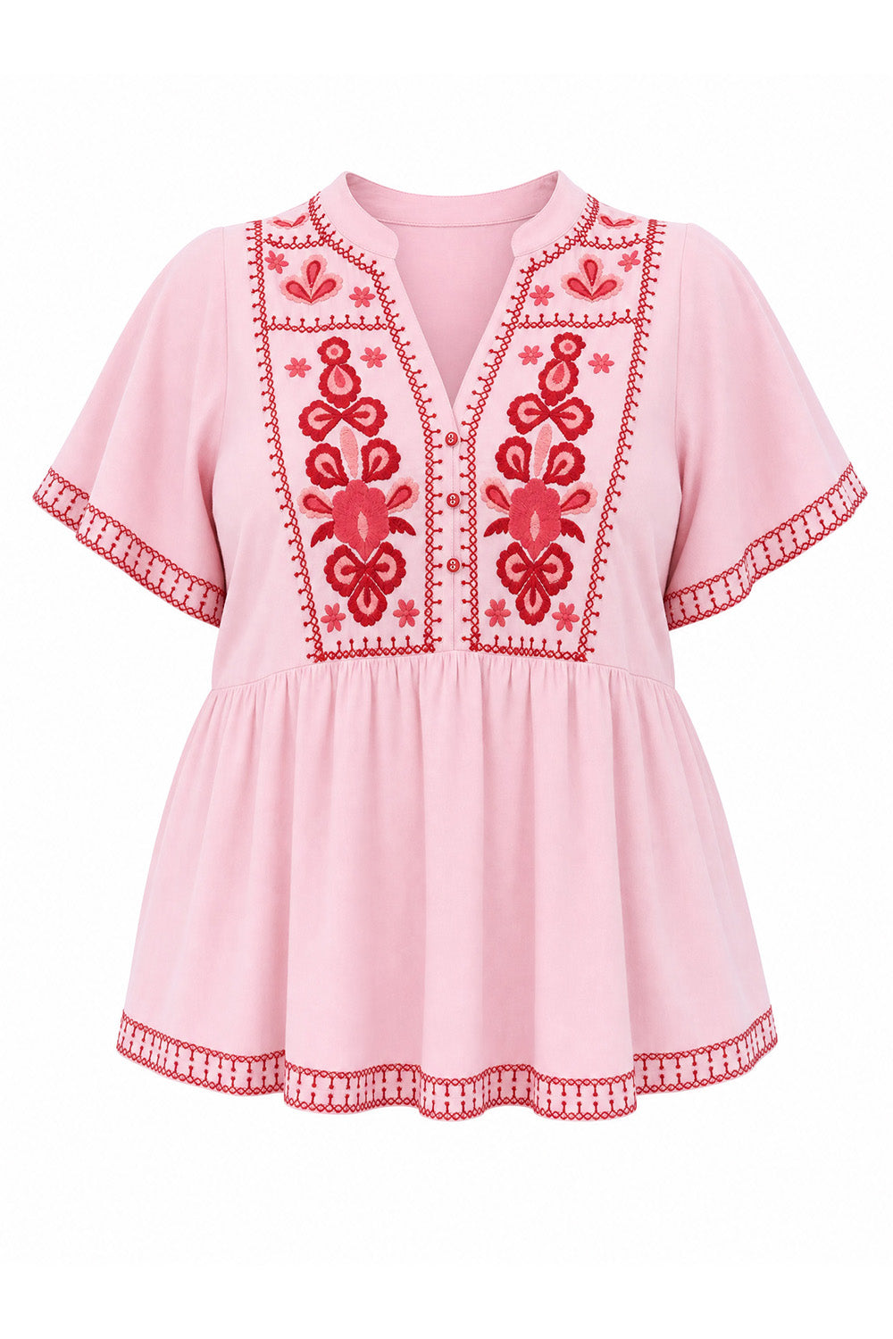 Elodie Flutter Sleeve Blouse in Rosita