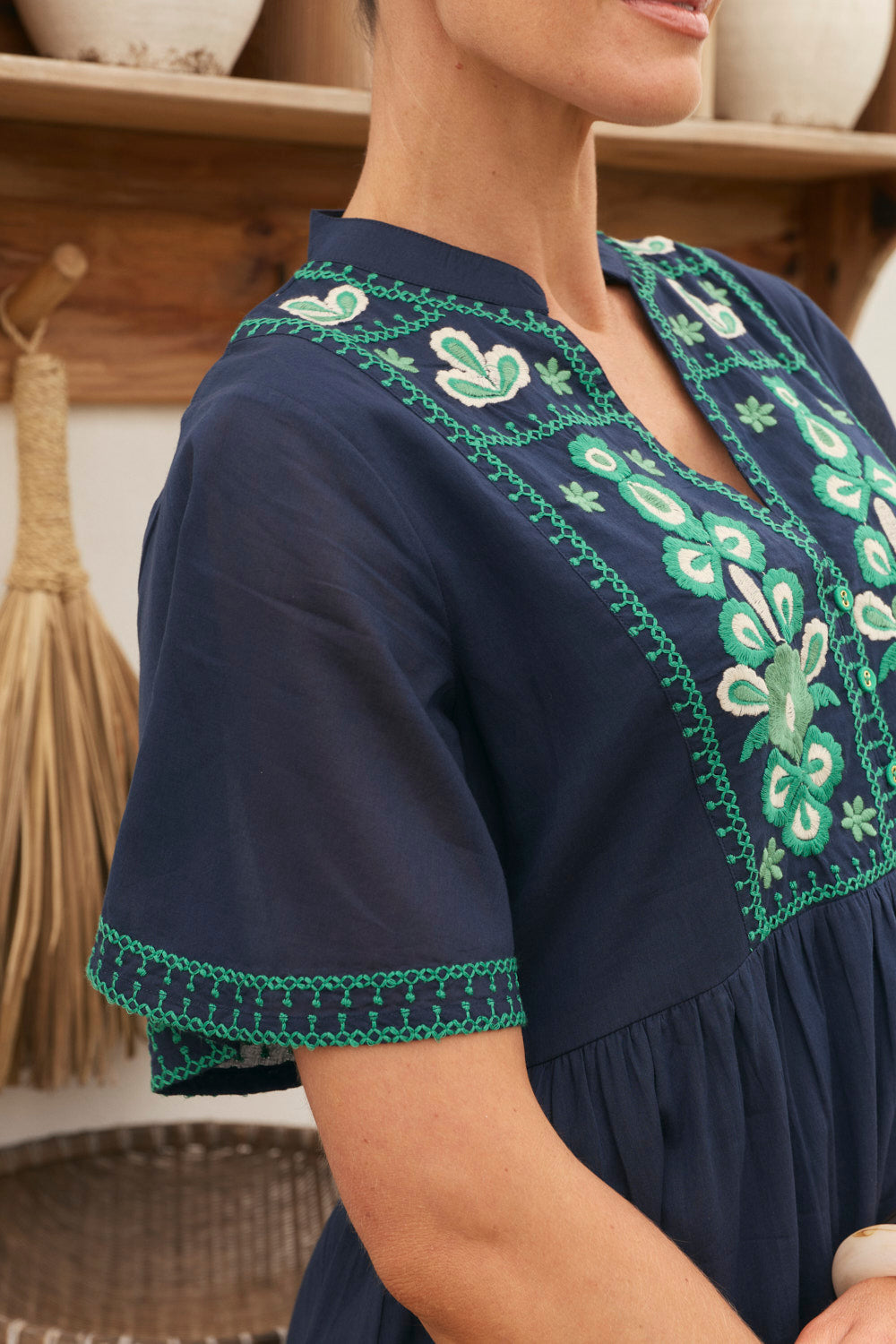 Elodie Flutter Sleeve Smock Dress in Samira