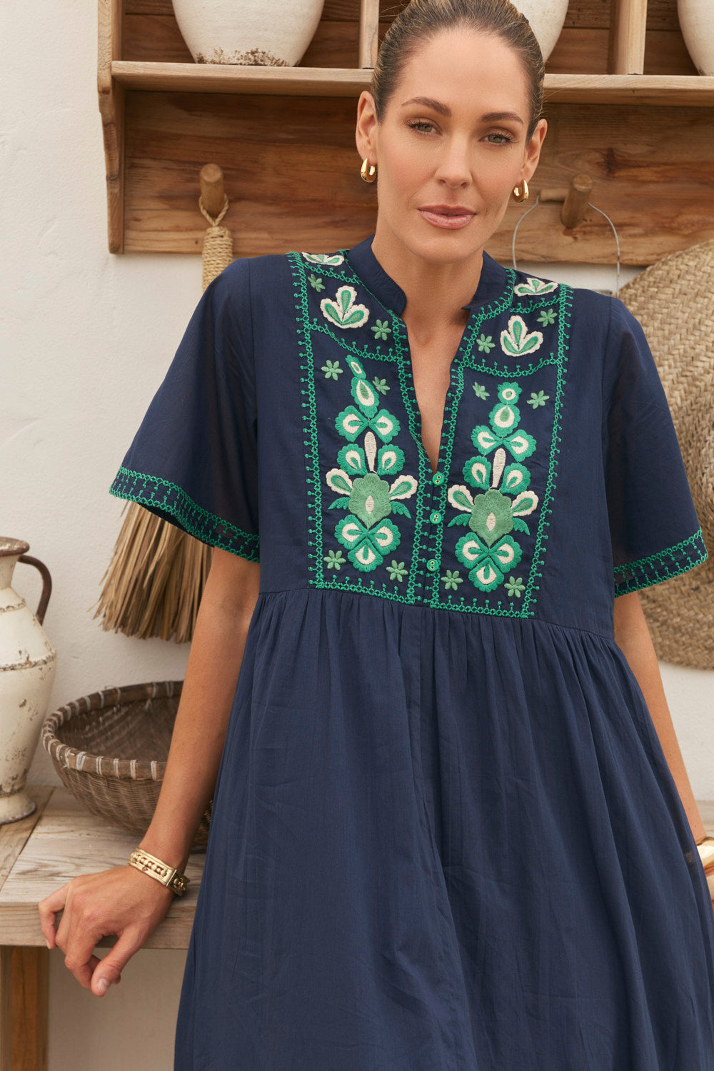 Elodie Flutter Sleeve Smock Dress in Samira