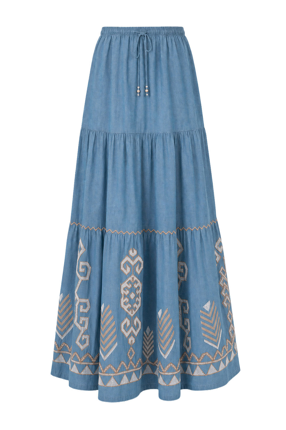 Elora Chambray Tiered Skirt in Eterna
