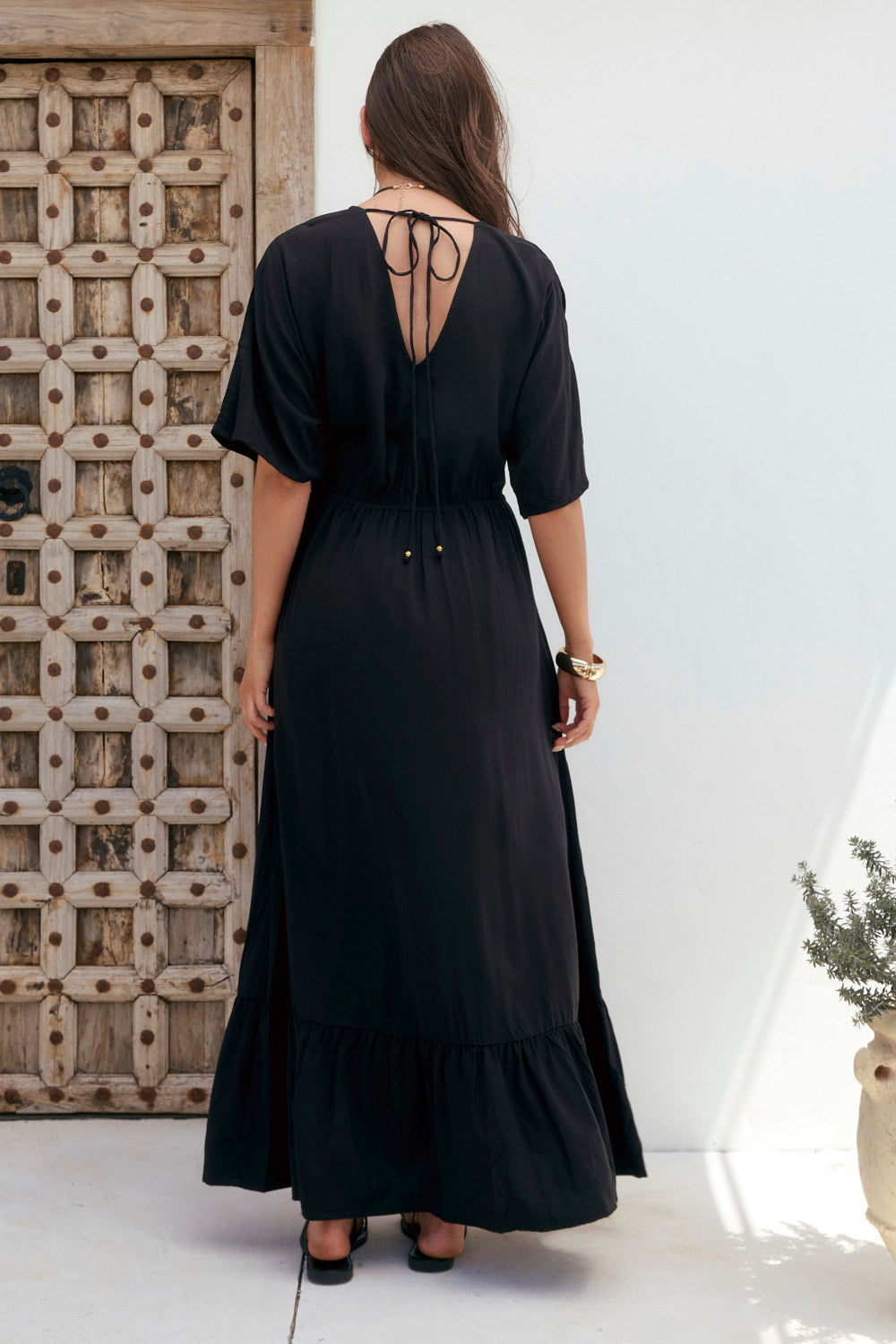 Emily V-Neck Dress in Black