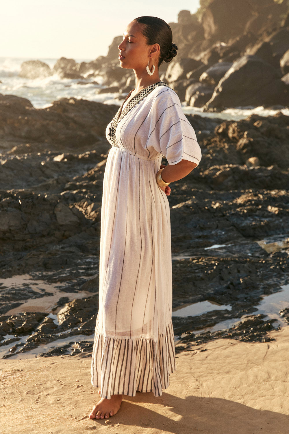 Emily V-Neck Dress in Mariner