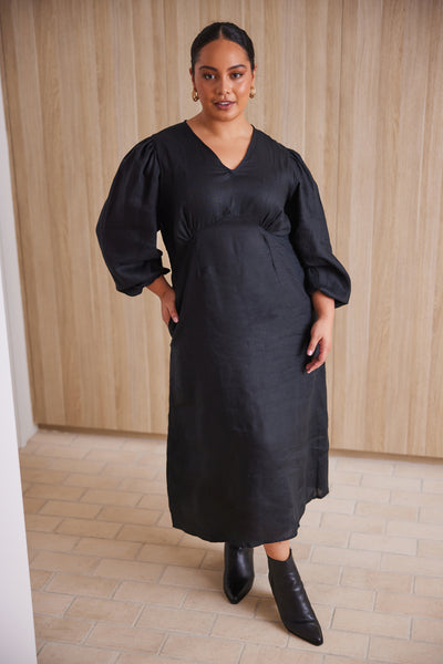 Farrah Long Sleeve Dress in Black (7152464199754)