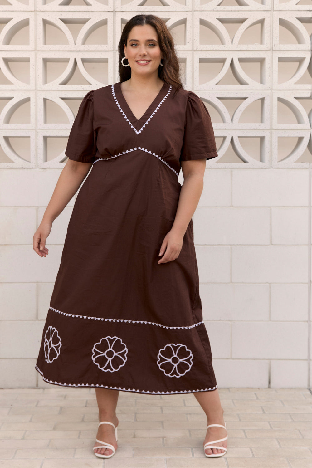 Farrah Poplin Dress in Chocolate