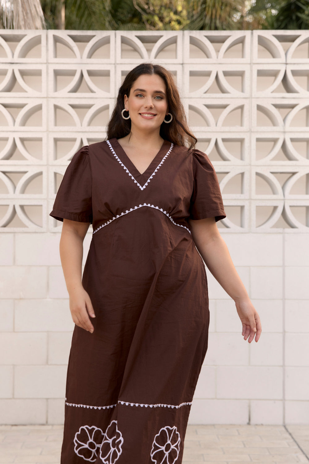 Farrah Poplin Dress in Chocolate