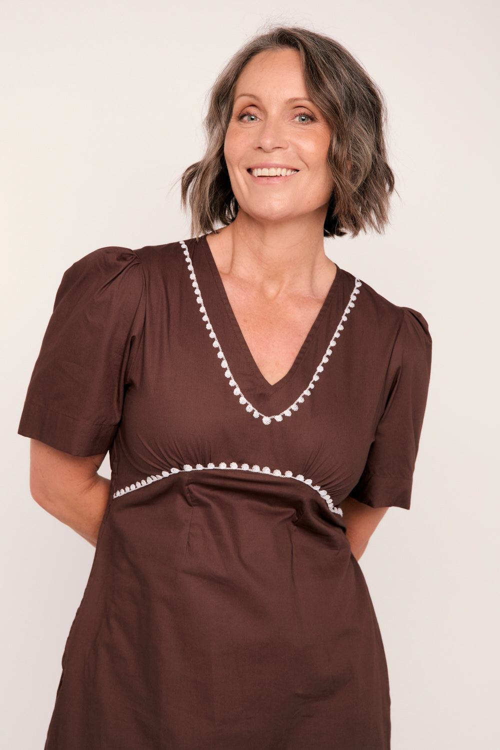 Farrah Poplin Dress in Chocolate