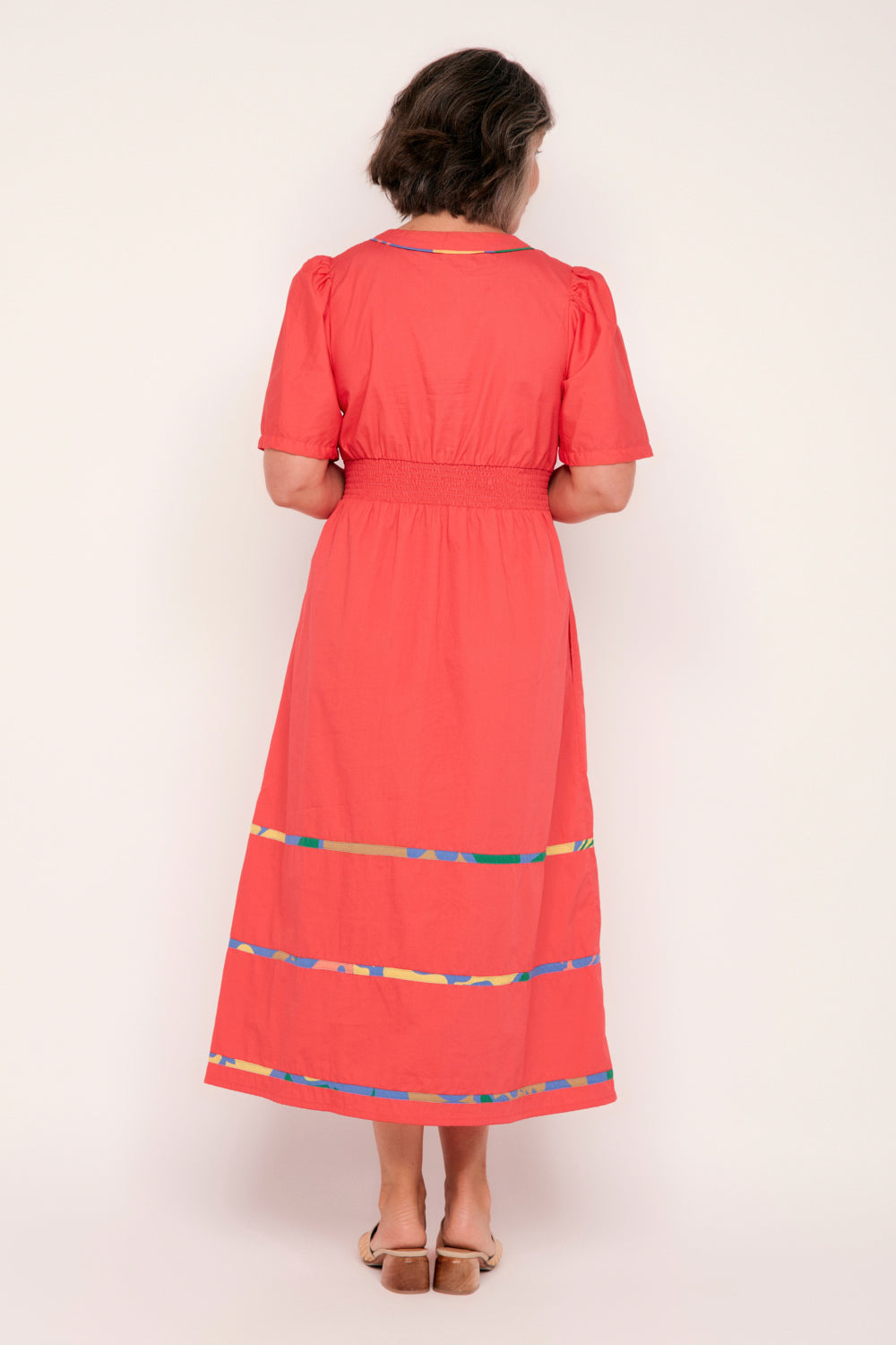 Farrah Poplin Dress in Coral