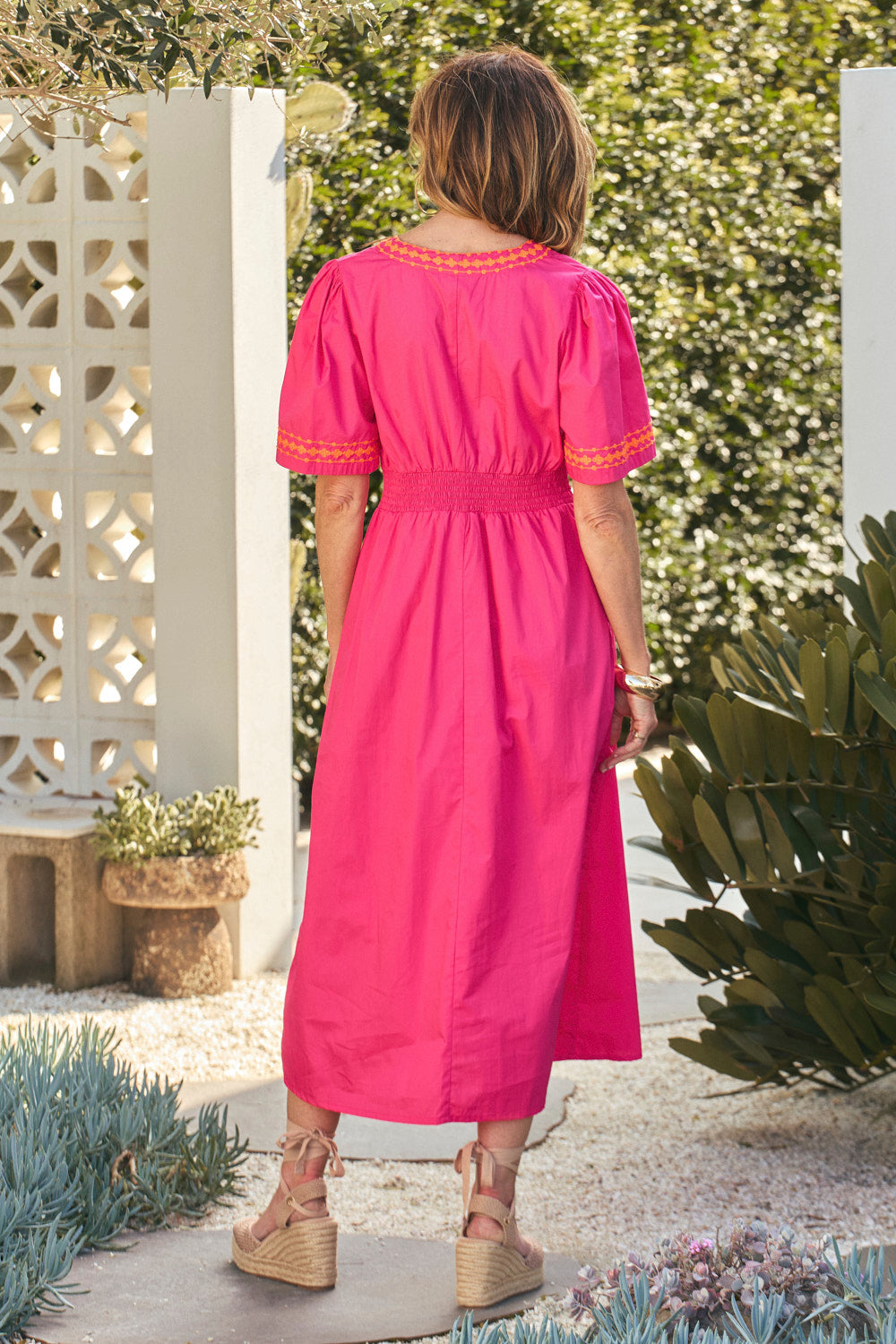 Farrah Poplin Dress in Fuchsia