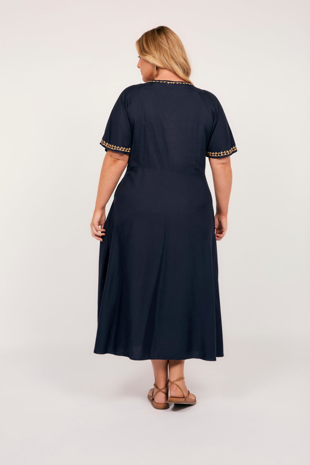 Felisha Bias Cut Dress in Navy